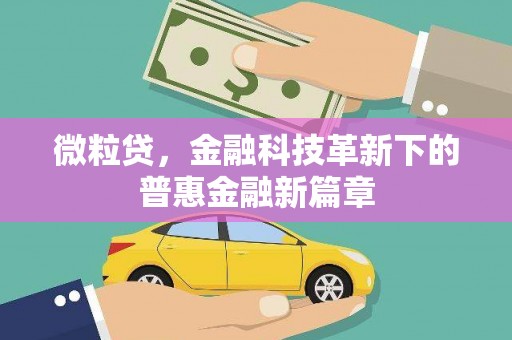 曲靖微粒贷，金融科技革新下的普惠金融新篇章
